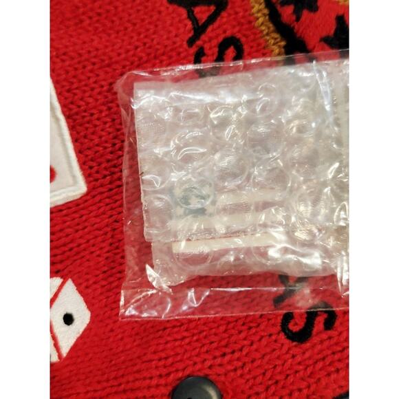 NEW VTG Quacker Factory Travel Sweater USA Patriotic 1X Blue Red Button Covers - Picture 10 of 11